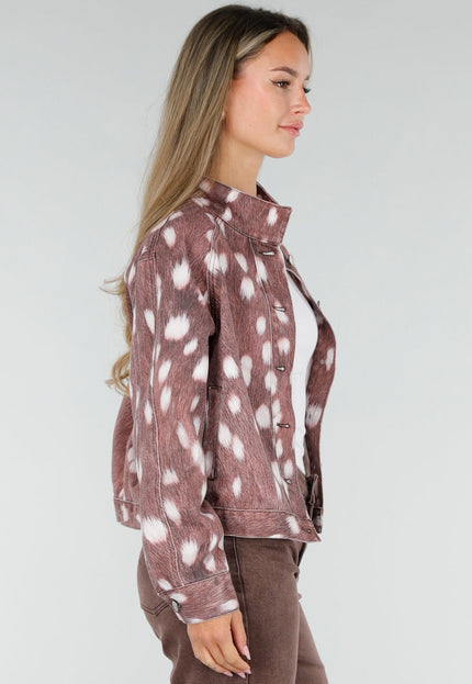 NEW071026 Bruin Jasje met Bambi Print en Knopen