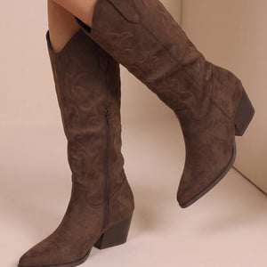NEW071026 Bruine Cowboylaarzen met Puntige Neus