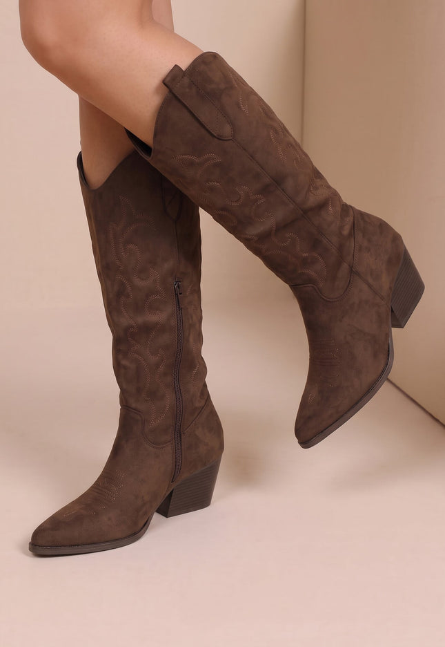 NEW071026 Bruine Cowboylaarzen met Puntige Neus