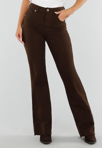 NEW071026 Bruine High Waist Straight Leg Tall Jeans