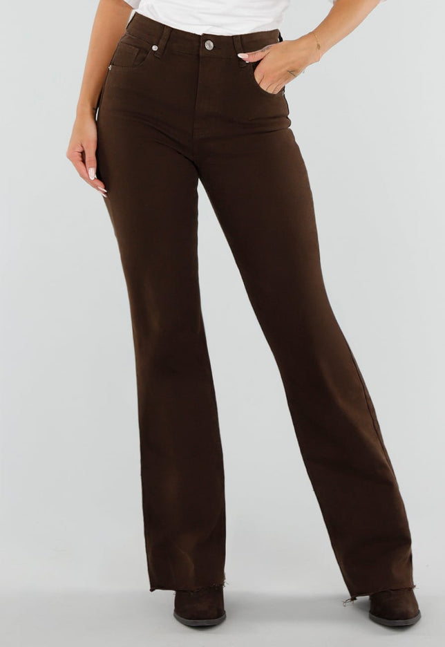 NEW071026 Bruine High Waist Straight Leg Tall Jeans