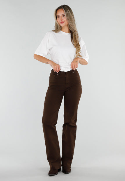 NEW071026 Bruine High Waist Straight Leg Tall Jeans