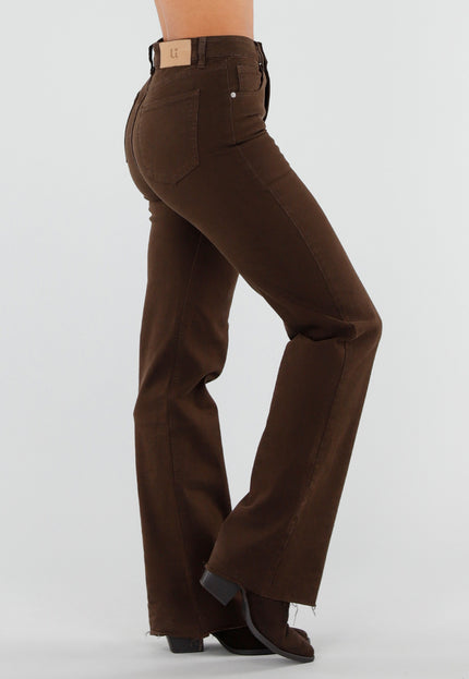 NEW071026 Bruine High Waist Straight Leg Tall Jeans