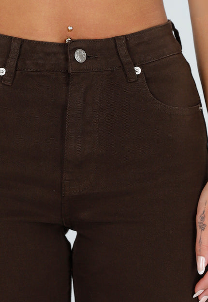 NEW071026 Bruine High Waist Straight Leg Tall Jeans