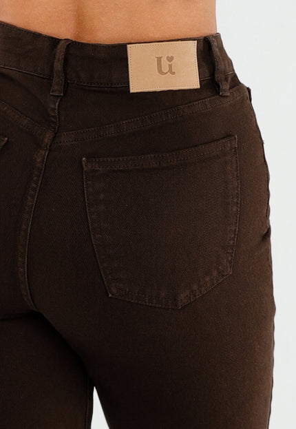 NEW071026 Bruine High Waist Straight Leg Tall Jeans
