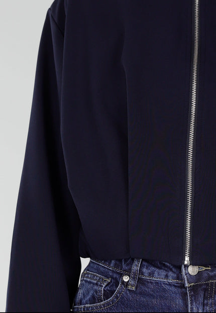 NEW071026 Donkerblauw Kort Jasje met Ritssluiting