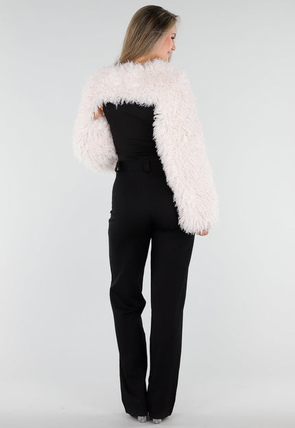 NEW071026 Witte Faux Fur Bolero met Lange Mouwen
