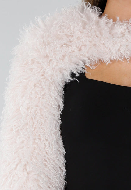 NEW071026 Witte Faux Fur Bolero met Lange Mouwen