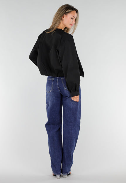 NEW071026 Zwart Kort Windjack met Ritssluiting