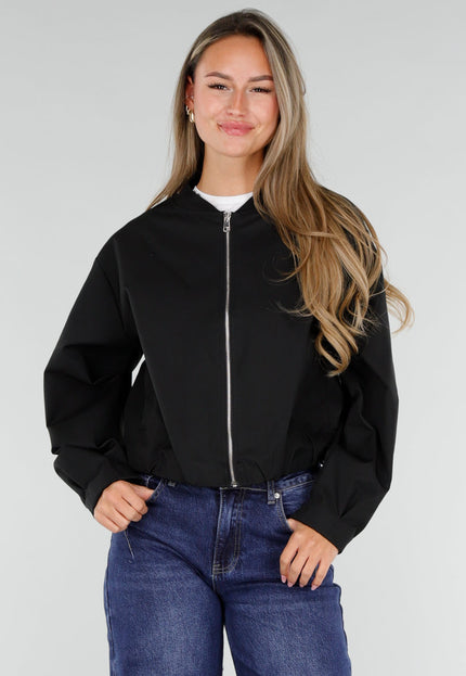NEW071026 Zwart Kort Windjack met Ritssluiting