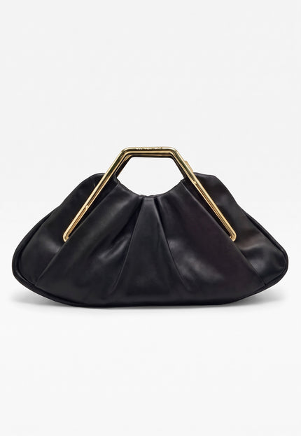 NEW071026 Zwarte Clutch met Goudkleurig Handvat