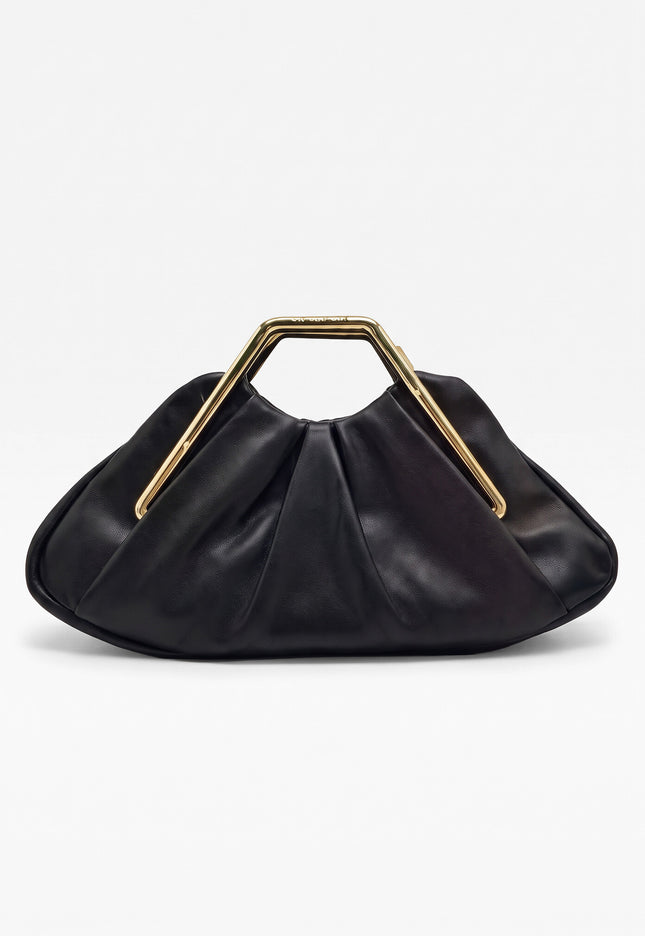 NEW071026 Zwarte Clutch met Goudkleurig Handvat