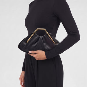 NEW071026 Zwarte Clutch met Goudkleurig Handvat