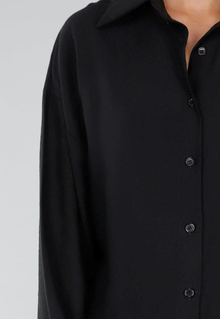NEW071026 Zwarte Lange Blouse met Kanten Rug