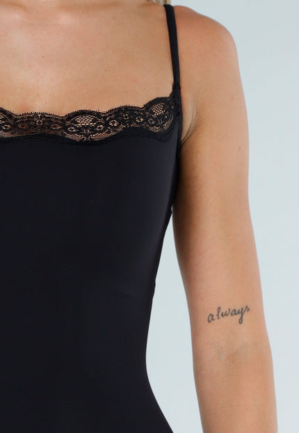 NEW071026 Zwarte Shapewear Playsuit met Kant