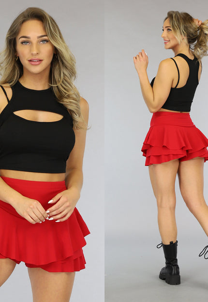 NEW0803 Zwarte Crop Top met Uitsnede