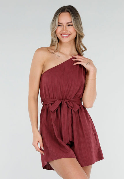 NEW080426 Bordeaux One Shoulder Playsuit