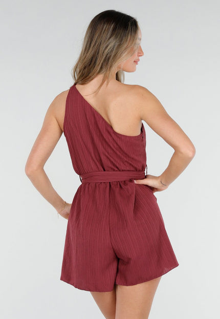 NEW080426 Bordeaux One Shoulder Playsuit