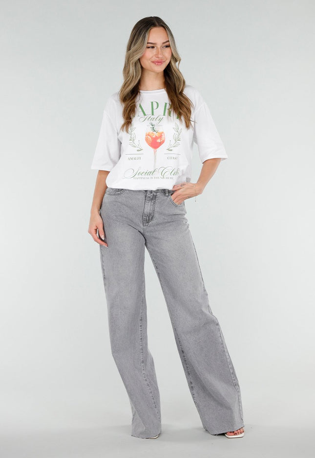 NEW080426 Grijze Wide Leg Tall Jeans