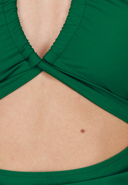 NEW080426 Groen Badpak met Halter en Cut Out