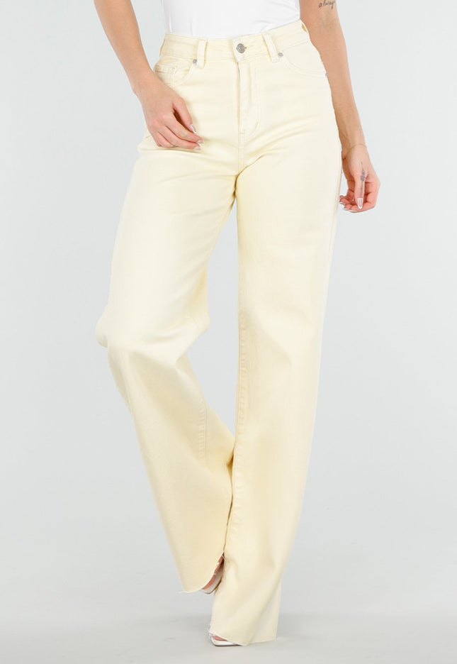 NEW080426 Lichtgele Wide Leg Tall Stretch Jeans
