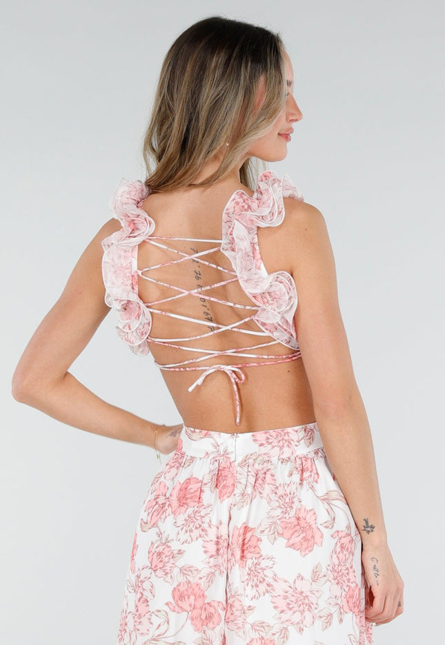 NEW080426 Roze Maxi Jurk met Bloemenprint