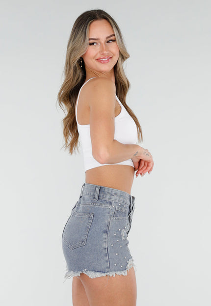 NEW080426 Witte Basic Stretch Top met Pads