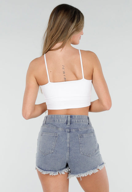 NEW080426 Witte Basic Stretch Top met Pads