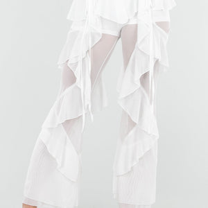 NEW080426 Witte See Through Broek met Ruffles
