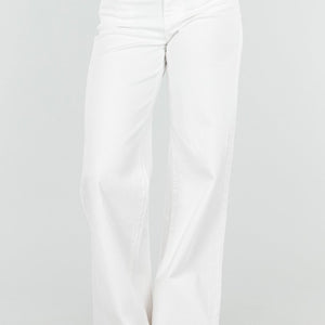NEW080426 Witte Wide Leg Tall Jeans met Hoge Taille