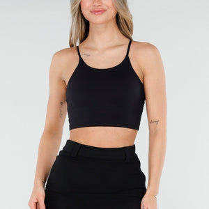 NEW080426 Zwarte Basic Stretch Top met Pads