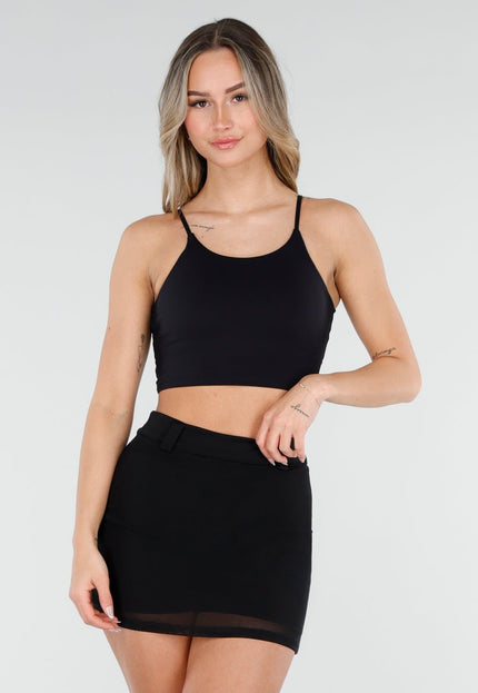 NEW080426 Zwarte Basic Stretch Top met Pads