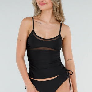 NEW080426 Zwarte Mesh Tankini Set met Pads