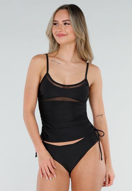 NEW080426 Zwarte Mesh Tankini Set met Pads