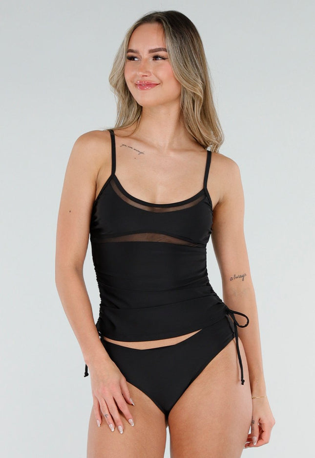 NEW080426 Zwarte Mesh Tankini Set met Pads