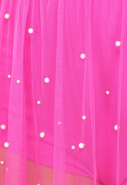 NEW0805 Fuchsia Festival Two Piece met Parels