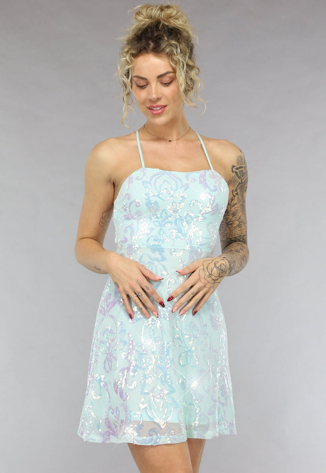 NEW0805 Korte Mintgroene Glitter Galajurk