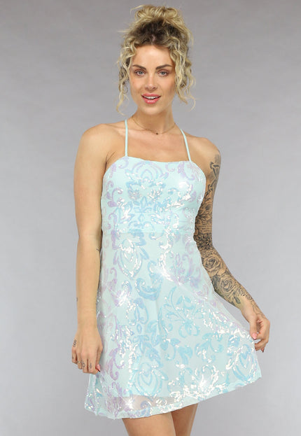 NEW0805 Korte Mintgroene Glitter Galajurk