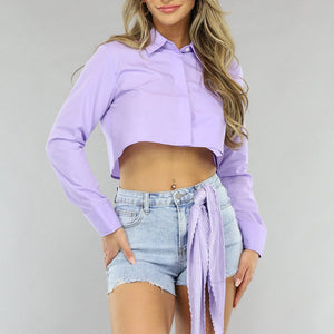 NEW0805 Lila Glanzend Rib Sjaaltje