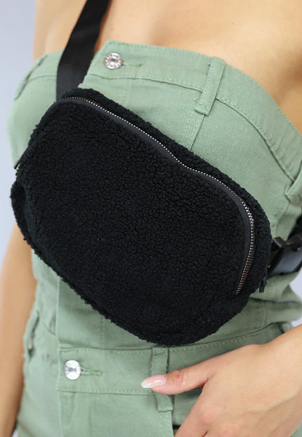 NEW0805 Zwarte Fluffy Crossbody Tas