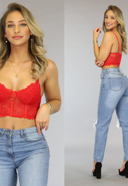 NEW0806 Rode Kanten Bralette