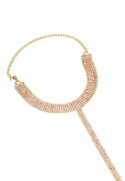 NEW0806 Strass Bodychain Choker Zilver & Goud
