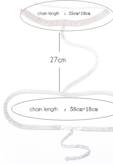 NEW0806 Strass Bodychain Choker Zilver & Goud