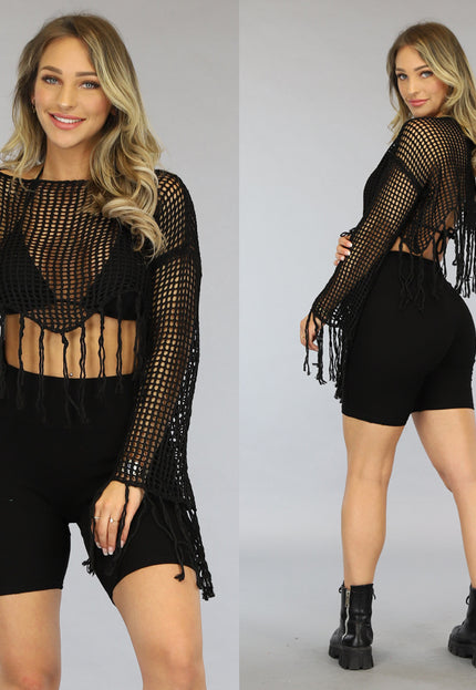 NEW0806 Zwarte Cover Up Top