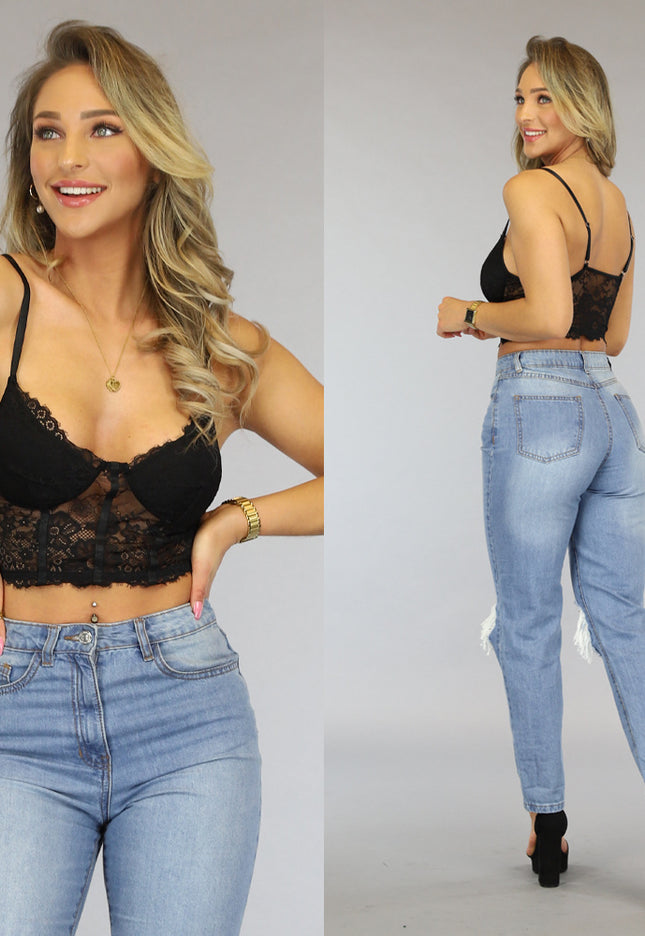 NEW0806 Zwarte Kanten Bralette