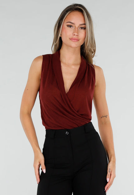 NEW080726 Bordeaux Mouwloze Wikkel Top