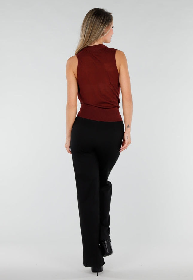 NEW080726 Bordeaux Mouwloze Wikkel Top