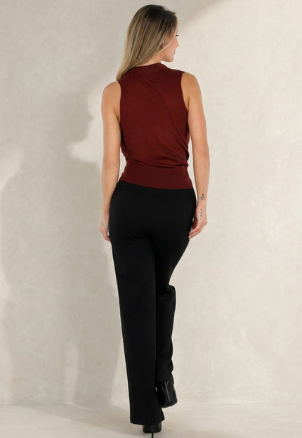NEW080726 Bordeaux Mouwloze Wikkel Top
