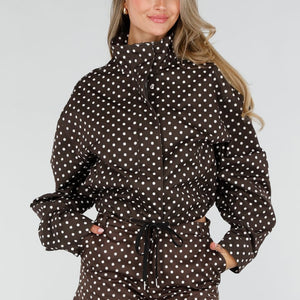 NEW080726 Bruine Polkadot Set met Short