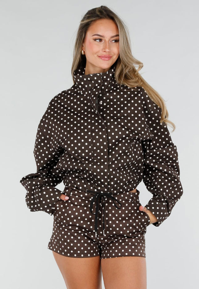 NEW080726 Bruine Polkadot Set met Short
